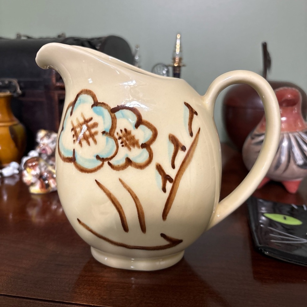 Floral Cream Ceramic Pitcher - Picture 2 of 6